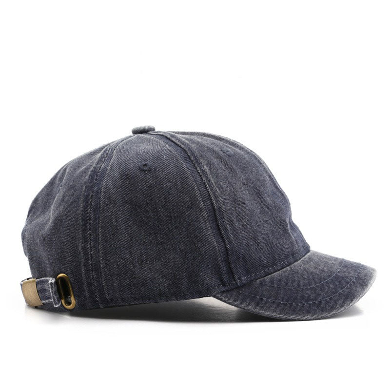 Vintage Short Brim Adjustable Washed Distressed Cotton Baseball Cap for Men & Women