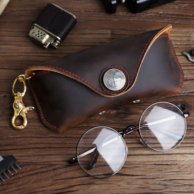 Retro Handmade Leather Glasses Case