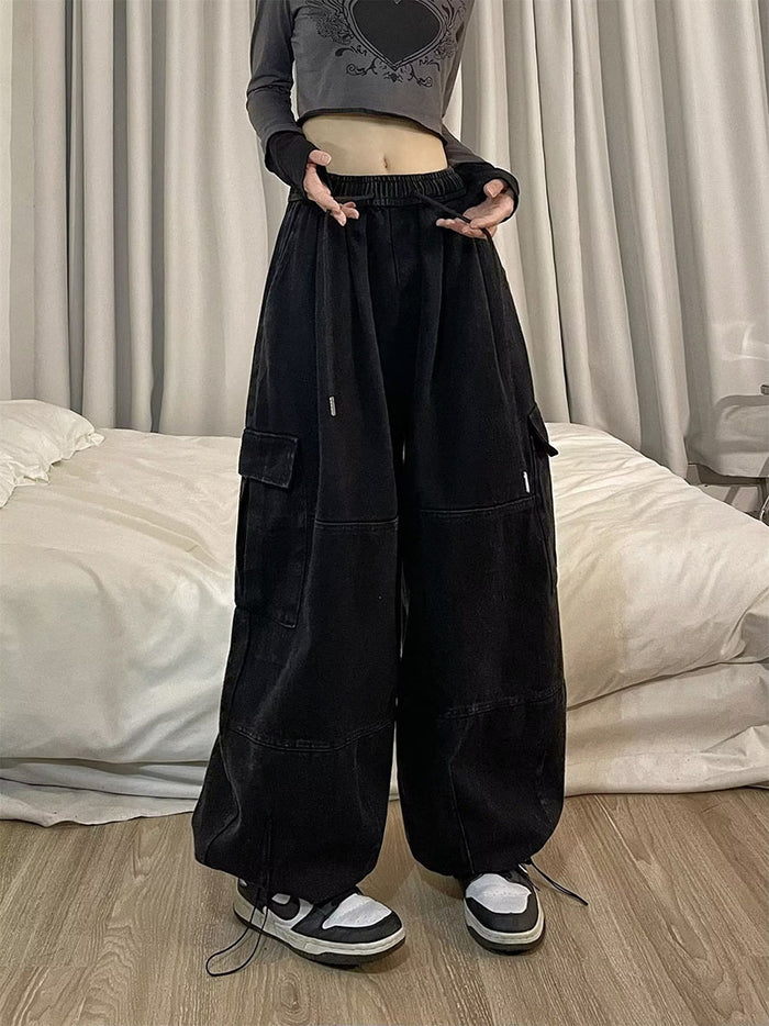 Retro Overalls Spring New Wide-leg Pants Loose Mopping Casual Trousers for Women