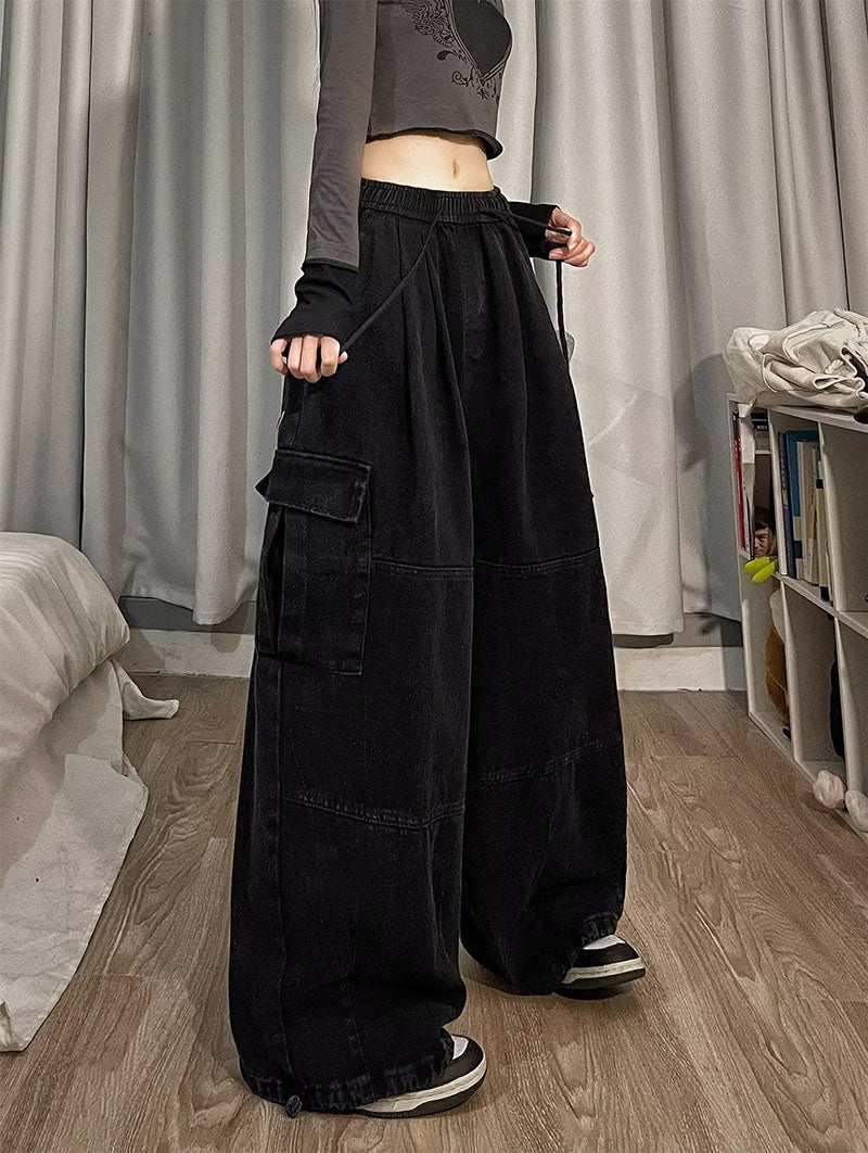 Retro Overalls Spring New Wide-leg Pants Loose Mopping Casual Trousers for Women