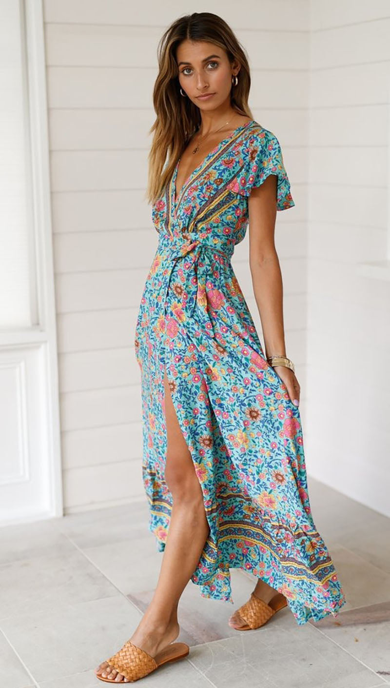 Summer Casual Vacation Sexy Printed Dress