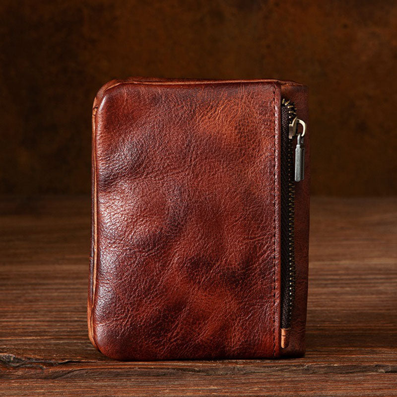 Retro Genuine Leather  Handmade Wallet Business Casual Short Wallet