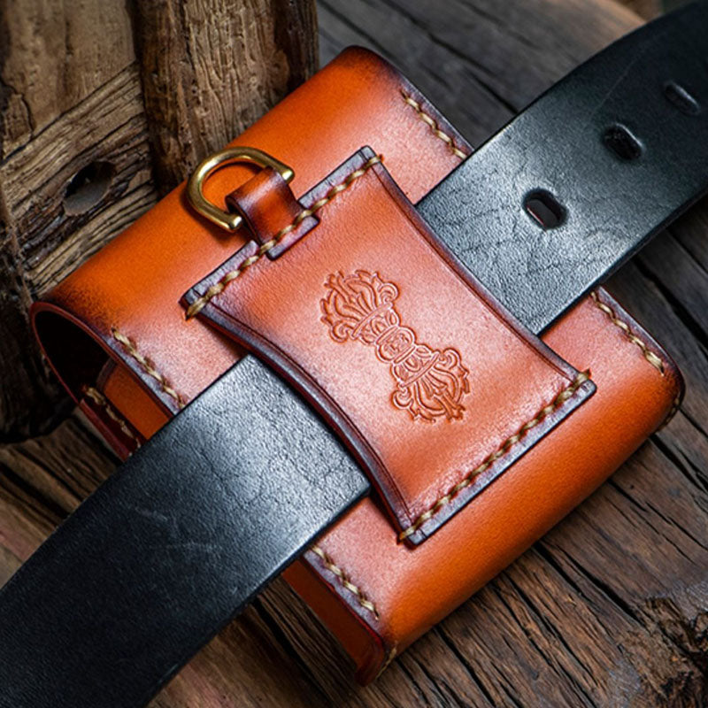 Retro Handmade Tanned Leather Portable Buckle Bag