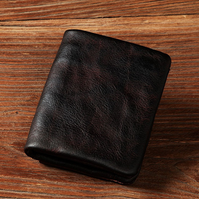 Retro Genuine Leather  Handmade Wallet Business Casual Short Wallet