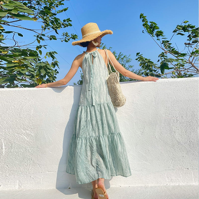 Summer Bohemian Holiday Dress Tie-dyed Beach Dress Sling Dress