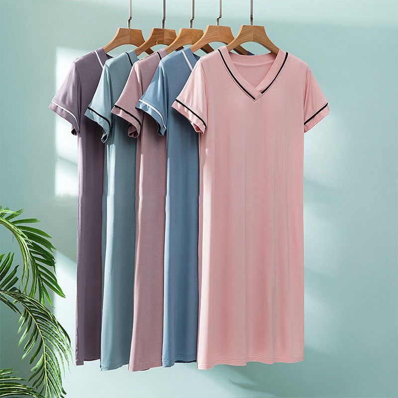 Chest Pad V-neck Loose Nightdress