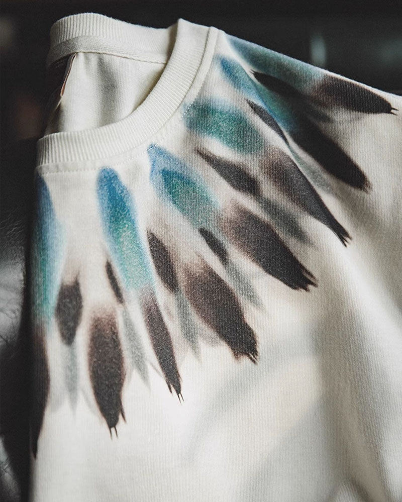 Retro Feather Printed Short Sleeve Ethnic Style T-shirt