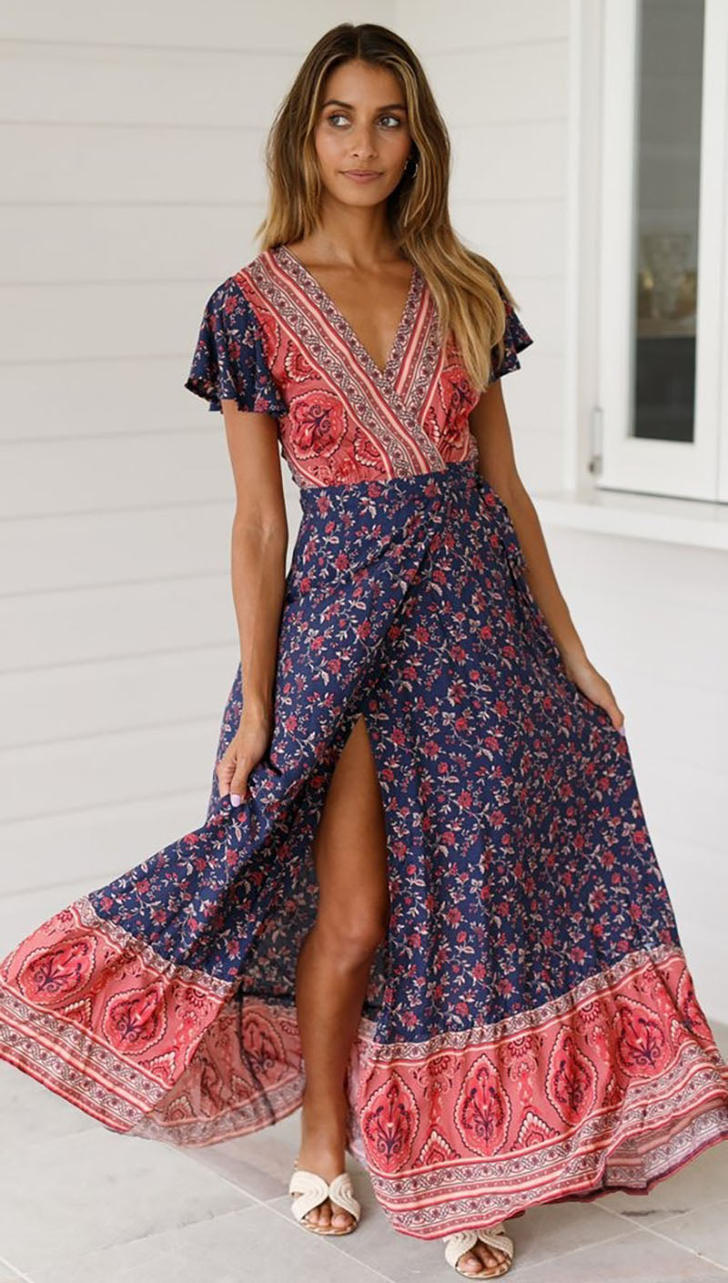 Summer Casual Vacation Sexy Printed Dress