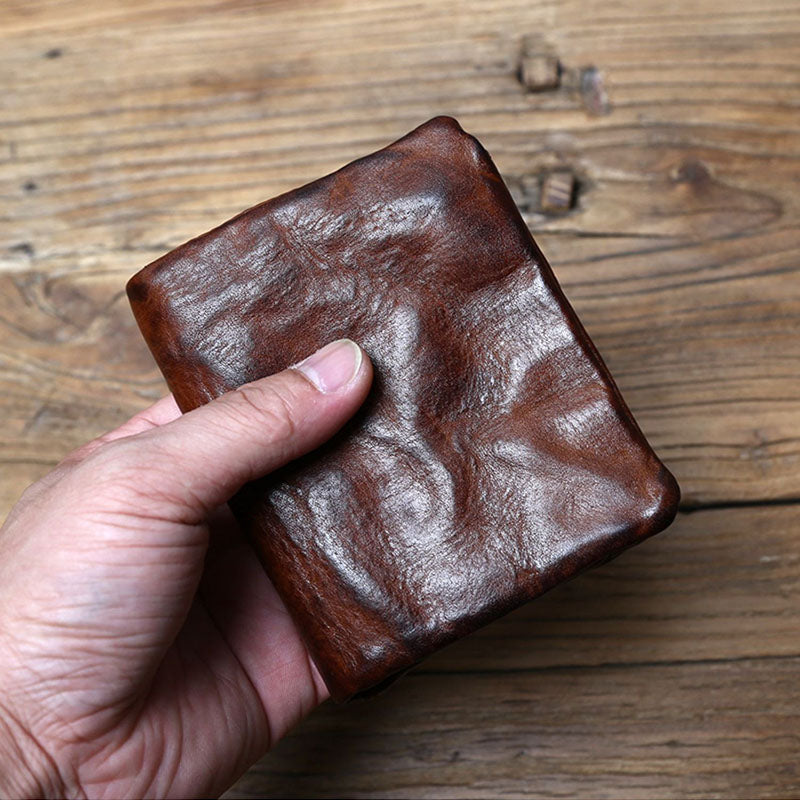 Retro Genuine Leather Handmade short Wallet