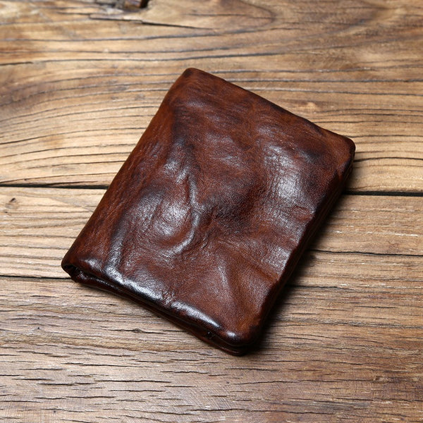 Retro Genuine Leather Handmade short Wallet