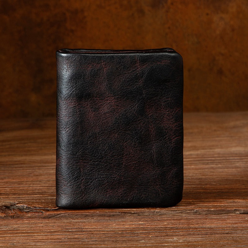 Retro Genuine Leather  Handmade Wallet Business Casual Short Wallet