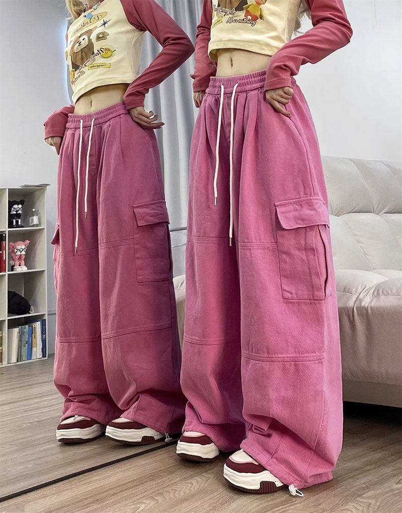 Retro Overalls Spring New Wide-leg Pants Loose Mopping Casual Trousers for Women