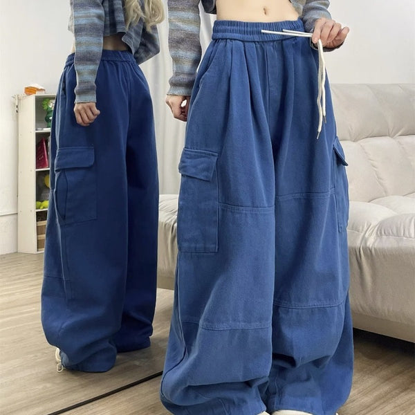 Retro Overalls Spring New Wide-leg Pants Loose Mopping Casual Trousers for Women