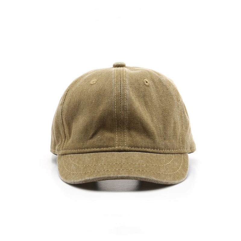 Vintage Short Brim Adjustable Washed Distressed Cotton Baseball Cap for Men & Women