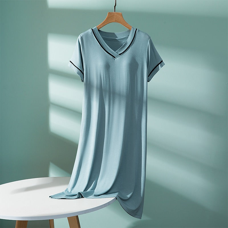 Chest Pad V-neck Loose Nightdress