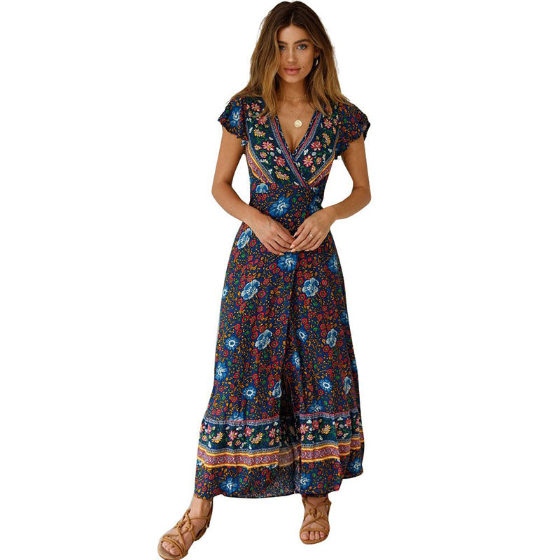 Summer Casual Vacation Sexy Printed Dress